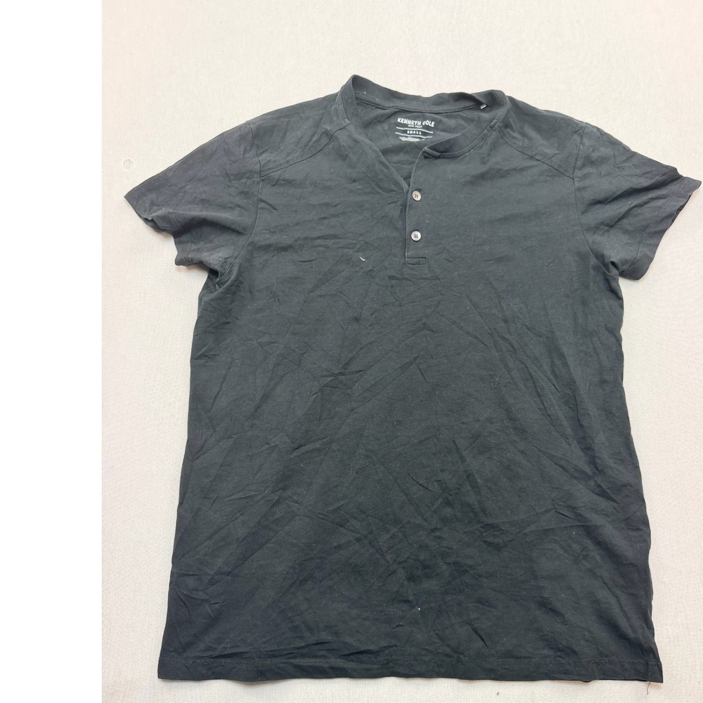 Kenneth Cole Henley Top Men Size Small Black Excellent Short Sleeve Jersey